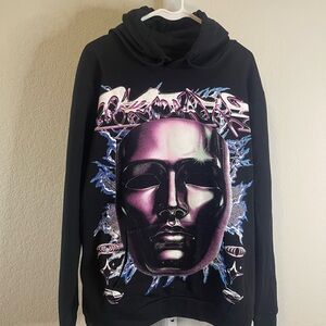 🔥🔥 TRINX LA Futuristic Metallic Cyber Mask Black Hoodie -‎ Size Large